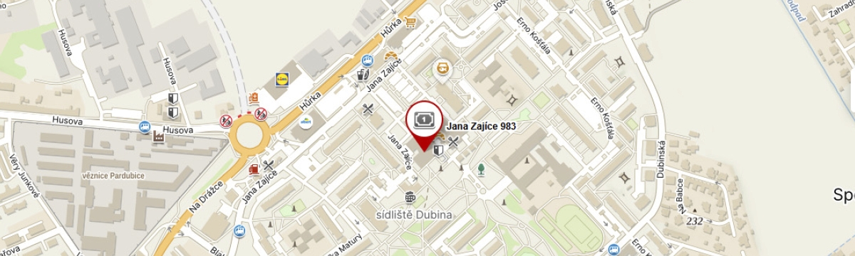 Mapa – Jana Zajíce 983, 530 12 Pardubice